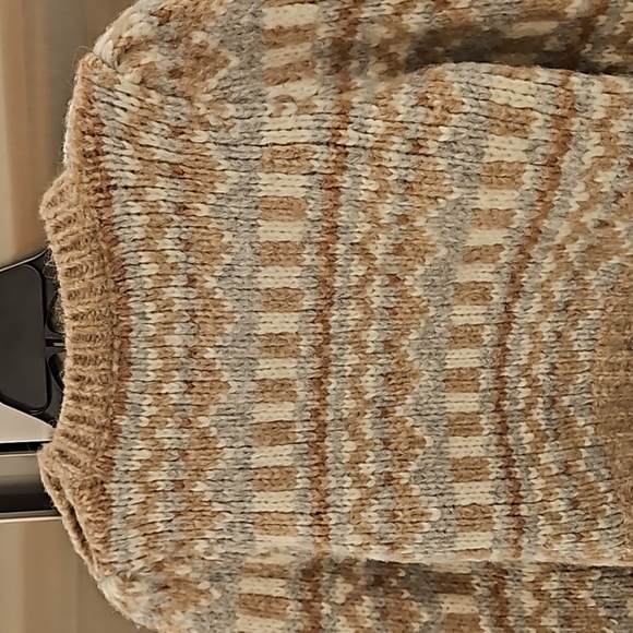 💕LOVESHACKFANCY💕 Cropped Fair Isle Sweater ~ Alpaca Wool Blend Tan Print Small - Picture 11 of 15